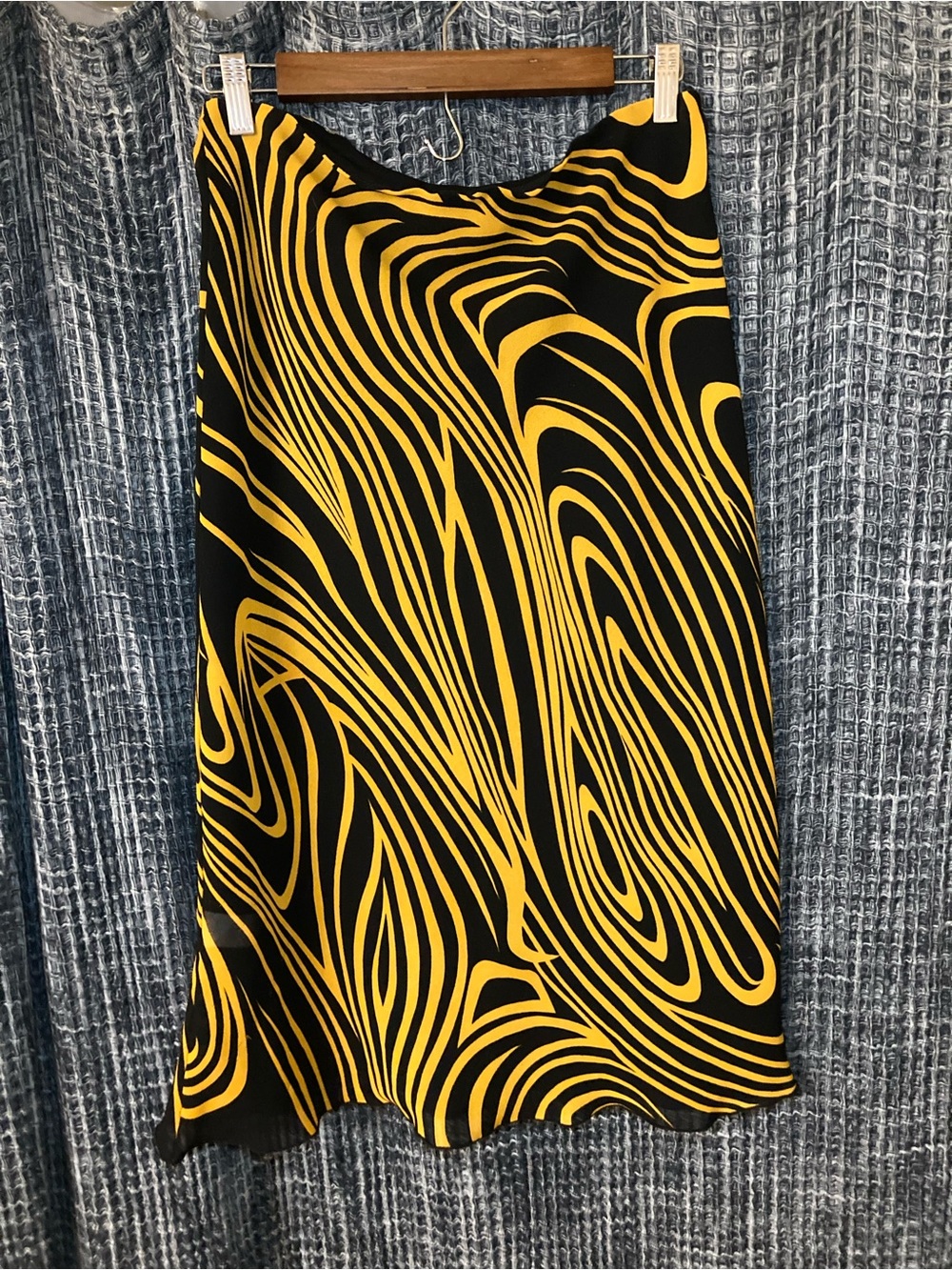 Black & Yellow Swirl Midi Skirt